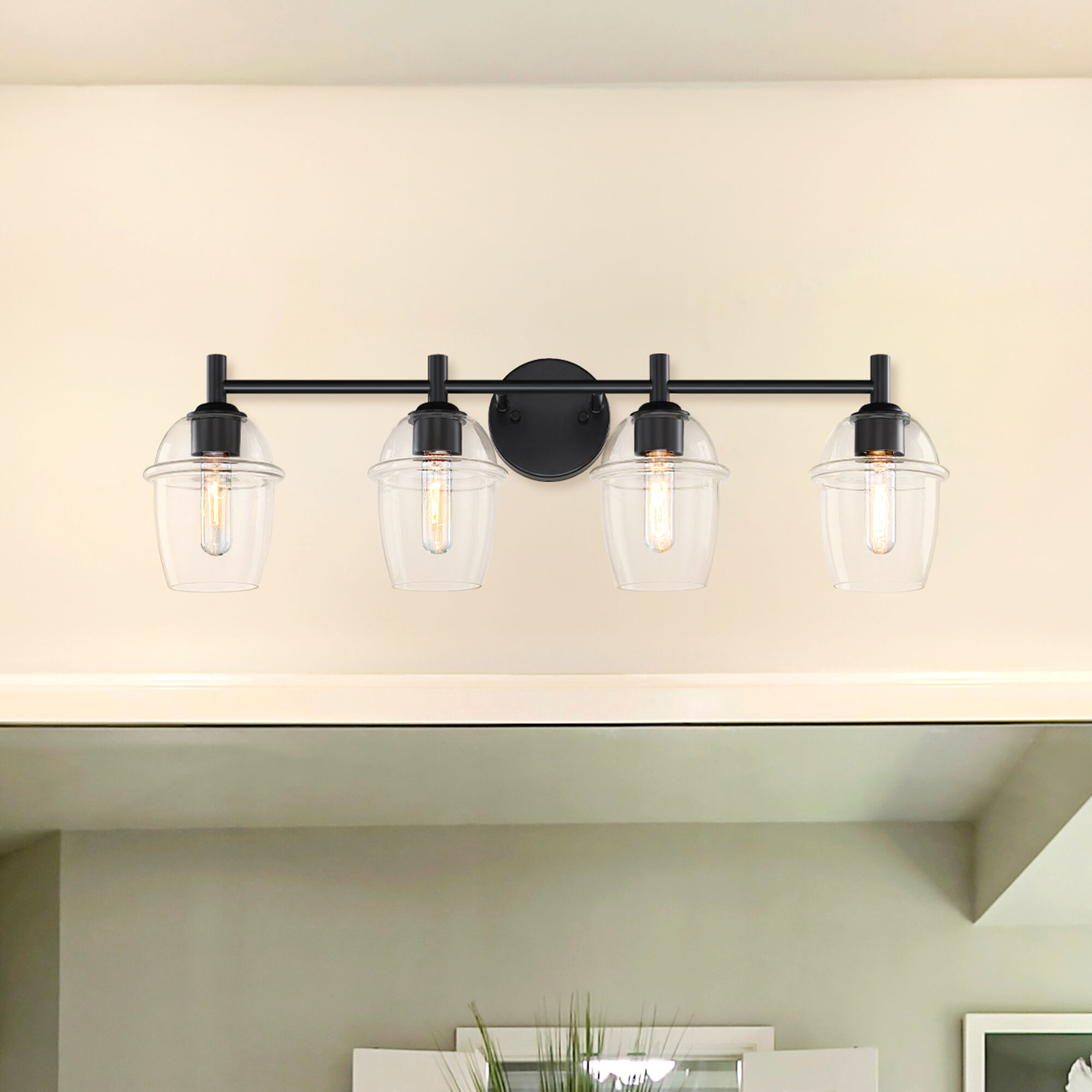 Summer Jazz 4 Light 32 inch Matte Black Vanity Light Wall Light