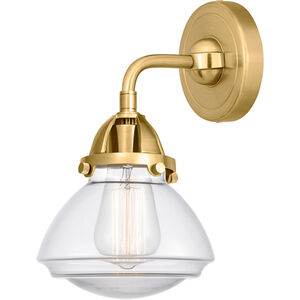 Nouveau 2 Olean LED 7 inch Satin Gold Sconce Wall Light in Clear Glass