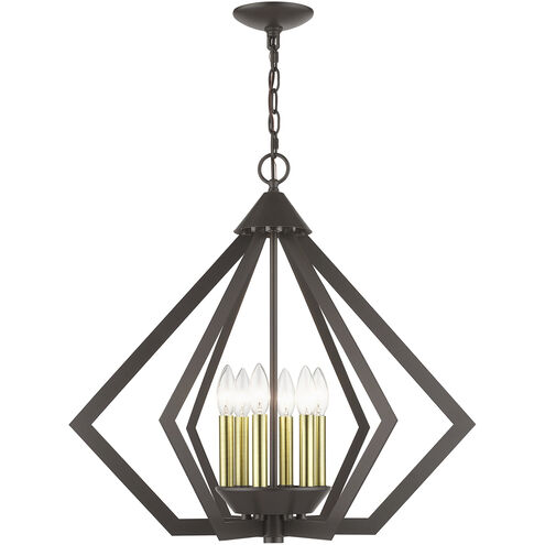 Prism 6 Light 26 inch English Bronze with Antique Brass Finish Accents Chandelier Ceiling Light