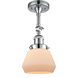 Franklin Restoration Fulton 1 Light 7 inch Polished Chrome Semi-Flush Mount Ceiling Light in Matte White Glass, Franklin Restoration