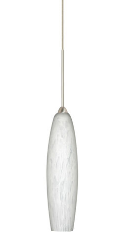 Zumi LED Satin Nickel Pendant Ceiling Light in Carrera Glass