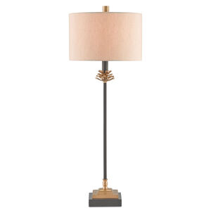 Pinegrove 30 inch 100 watt Antique Brass/Black Table Lamp Portable Light