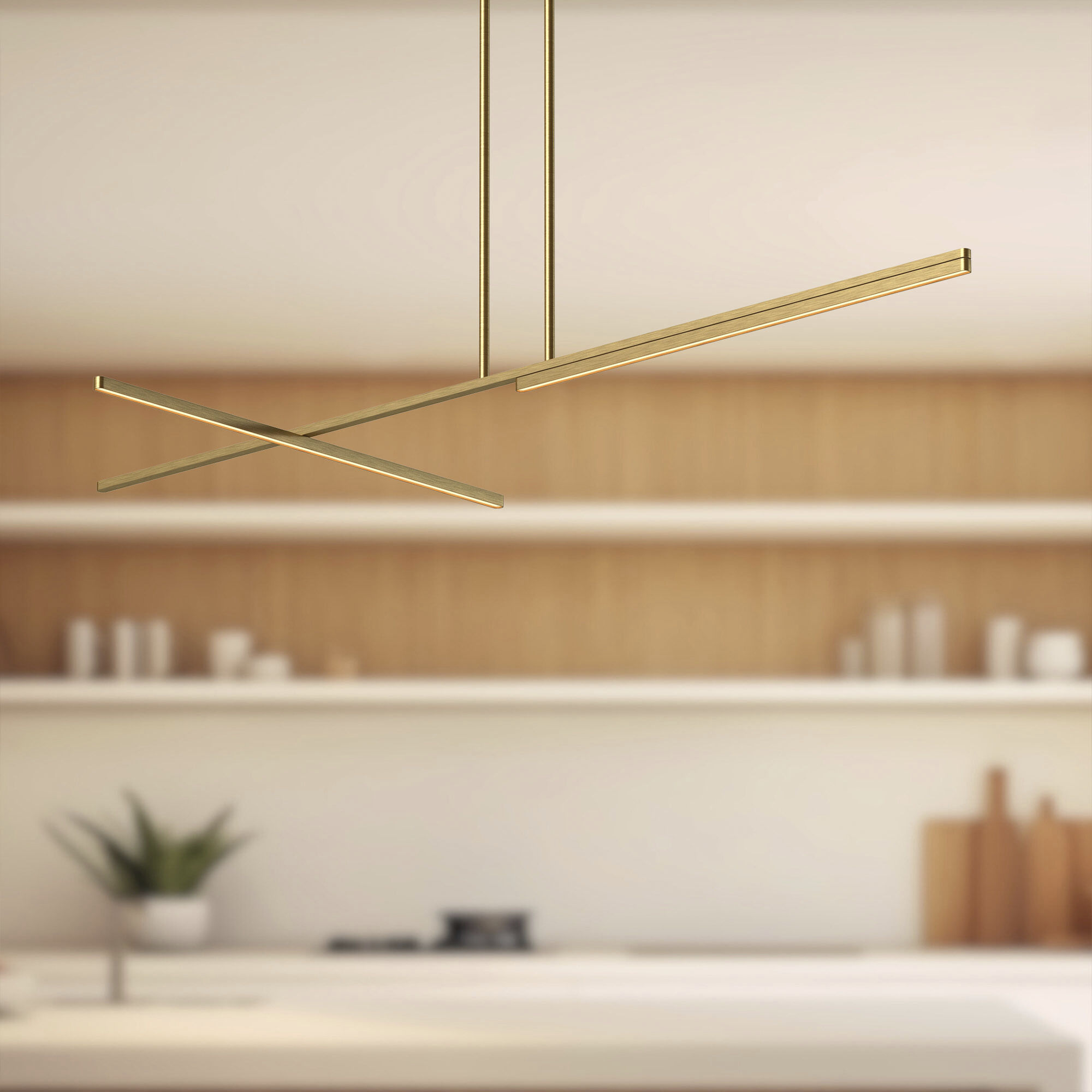 Shift LED 59.88 inch Brushed Gold Linear Pendant Ceiling Light