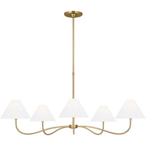 C&M by Chapman & Myers Laguna 5 Light 51.5 inch Burnished Brass Chandelier Ceiling Light