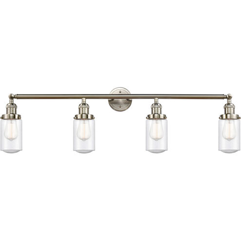 Franklin Restoration Dover 4 Light 43 inch Brushed Satin Nickel Bath Vanity Light Wall Light in Seedy Glass, Franklin Restoration