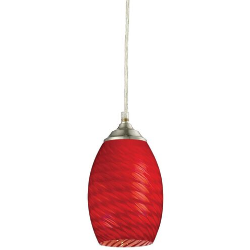Jazz 1 Light 5 inch Brushed Nickel Pendant Ceiling Light in Red
