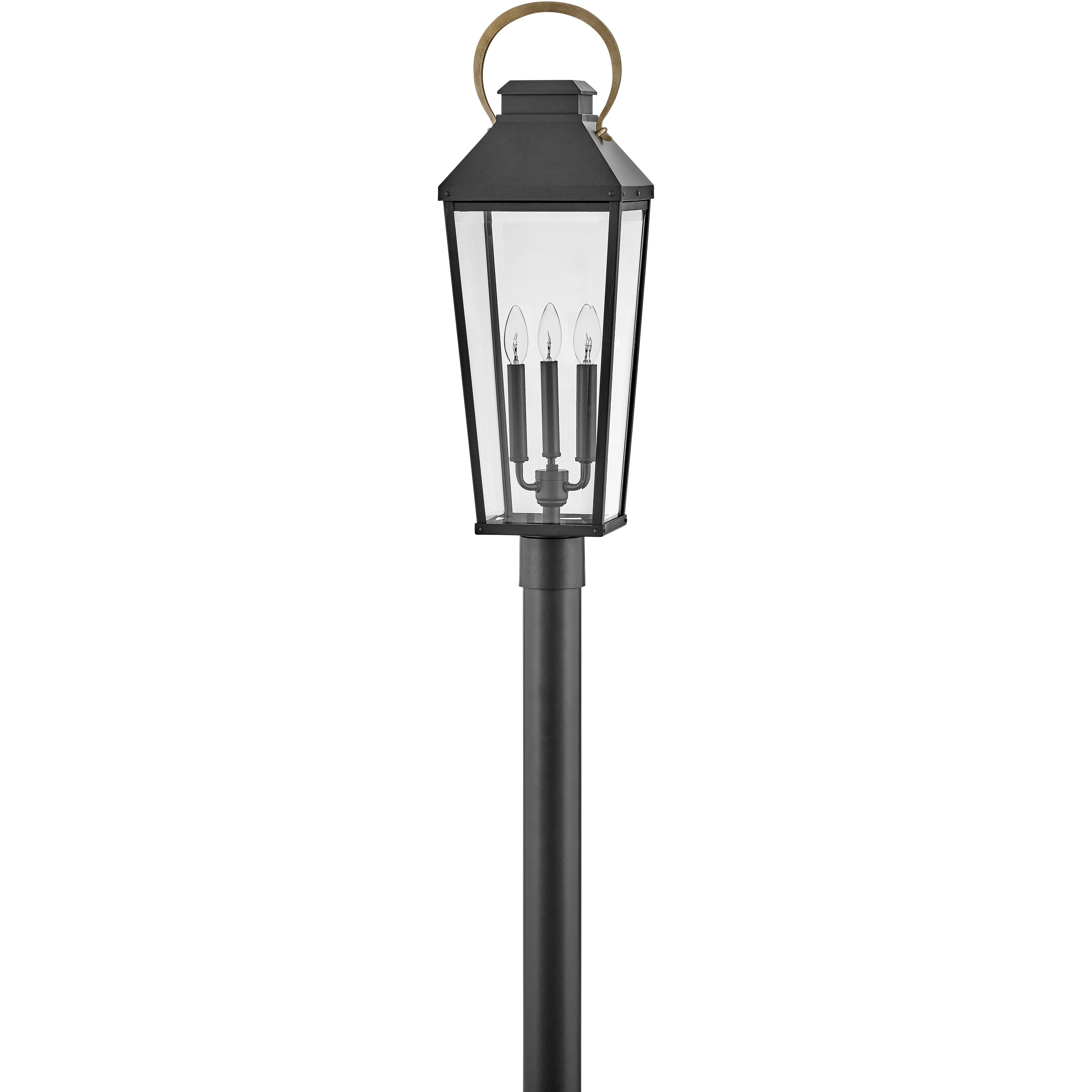 Dawson 29.75 inch Black with Burnished Bronze Outdoor Post Mount Lantern