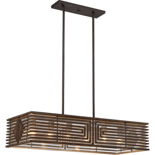 Vicis 6 Light 16 inch Bronze And Stained Wood Chandelier Ceiling Light