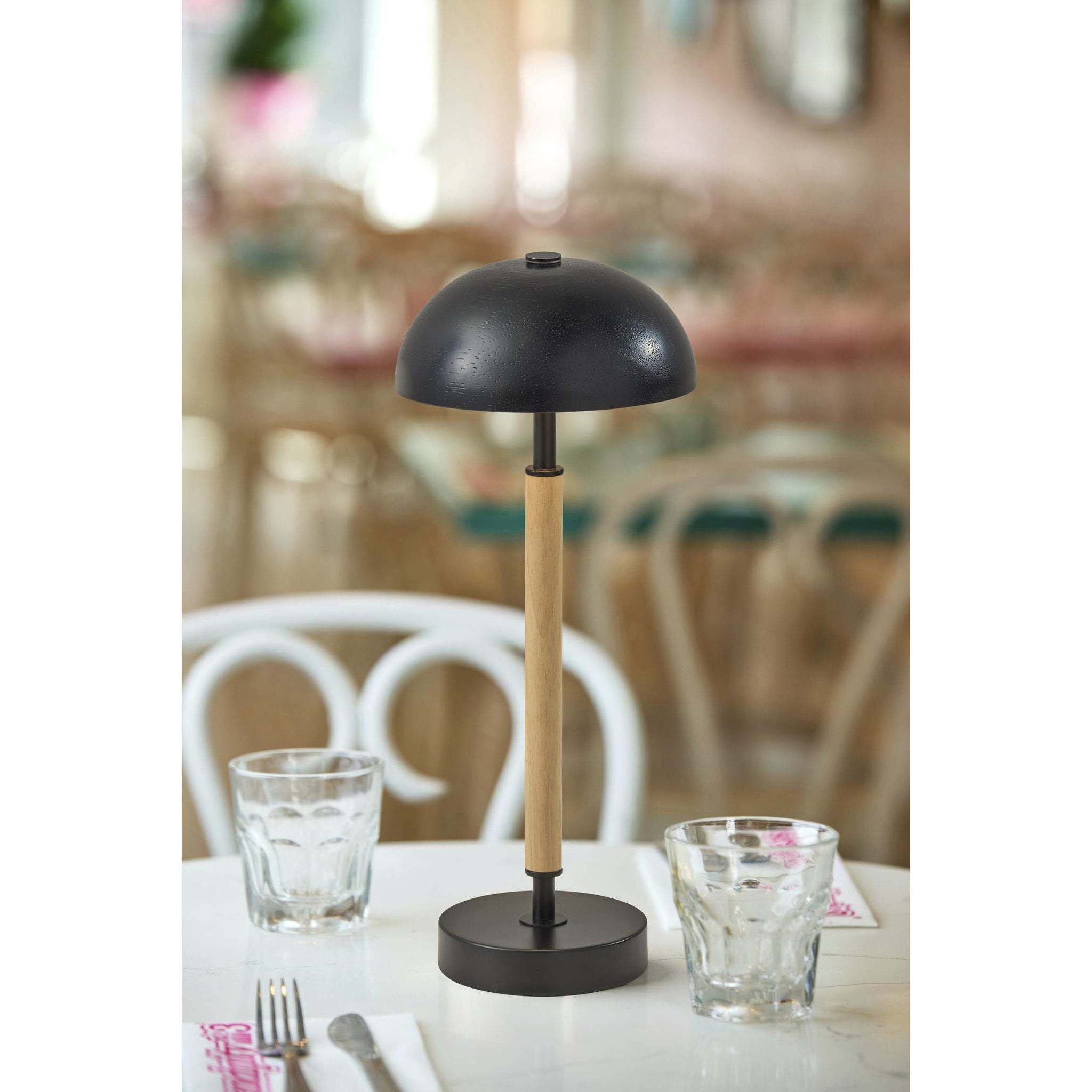 Ronny 14.63 inch 1.50 watt Natural Wood and Black LED Cordless Table Lamp Portable Light