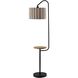 Caldwell 62 inch 100.00 watt Black and Natural Wood Shelf Floor Lamp Portable Light