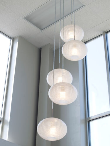 Pape LED Bronze Pendant Ceiling Light in Glitter Ribbed Glass