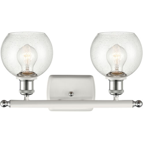 Ballston Athens 2 Light 16 inch White and Polished Chrome Bath Vanity Light Wall Light in Seedy Glass