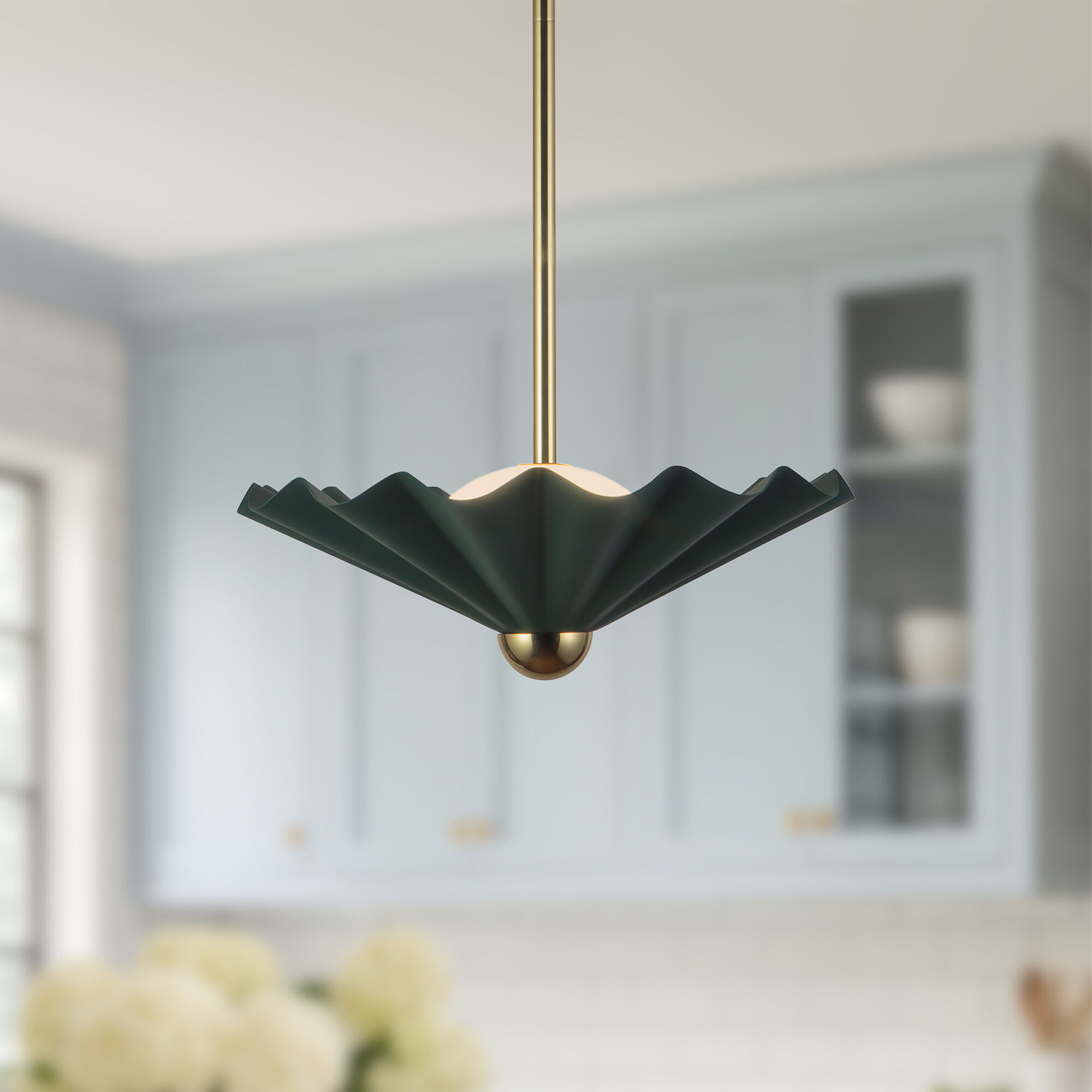 Furrow 16 inch Pine Green Pendant Ceiling Light
