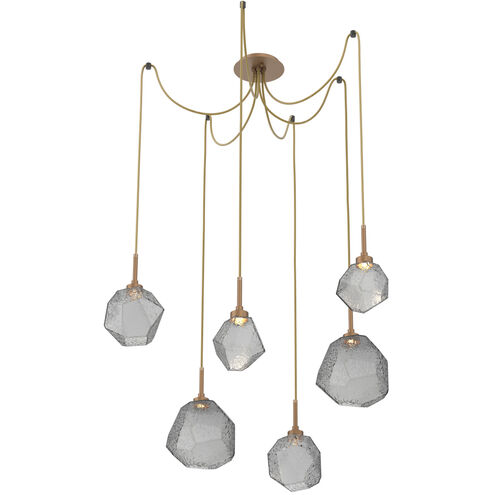 Gem LED 17 inch Novel Brass Swag Multi-Pendant Ceiling Light in 3000K LED, Smoke