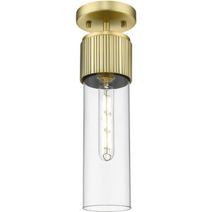 Bolivar 1 Light 4 inch Brushed Brass Flush Mount Ceiling Light in Clear Glass