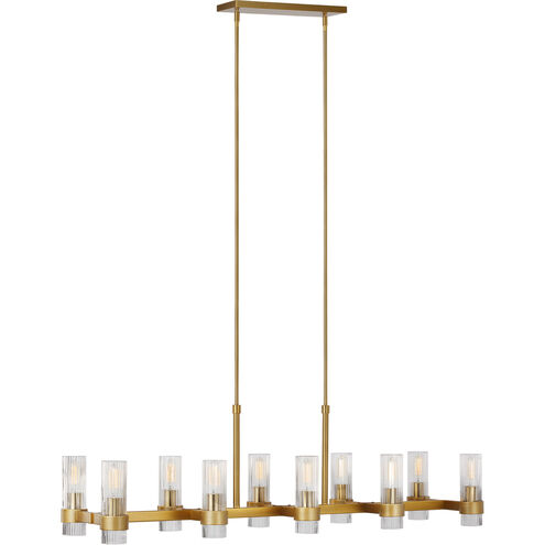 C&M by Chapman & Myers Geneva 10 Light 50 inch Burnished Brass Linear Chandelier Ceiling Light
