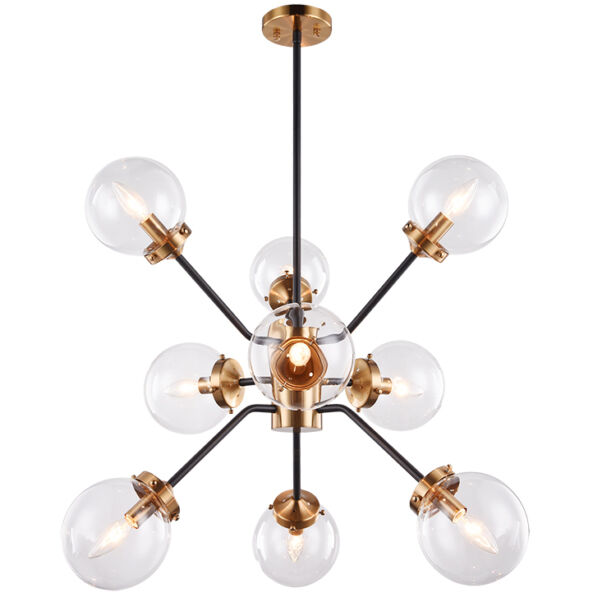 Maru 9 Light 29 inch Aged Gold Brass Chandelier Ceiling Light in Aged Gold Brass and Clear