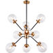 Maru 9 Light 29 inch Aged Gold Brass Chandelier Ceiling Light in Aged Gold Brass and Clear