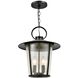 Andover 4 Light 14 inch Matte Black Outdoor Pendant in Seeded