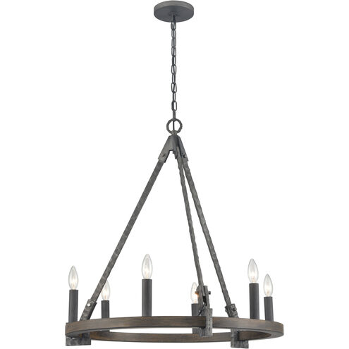 Harwell 6 Light 28.75 inch Antique Millwood and Foundry Steel Chandelier Ceiling Light
