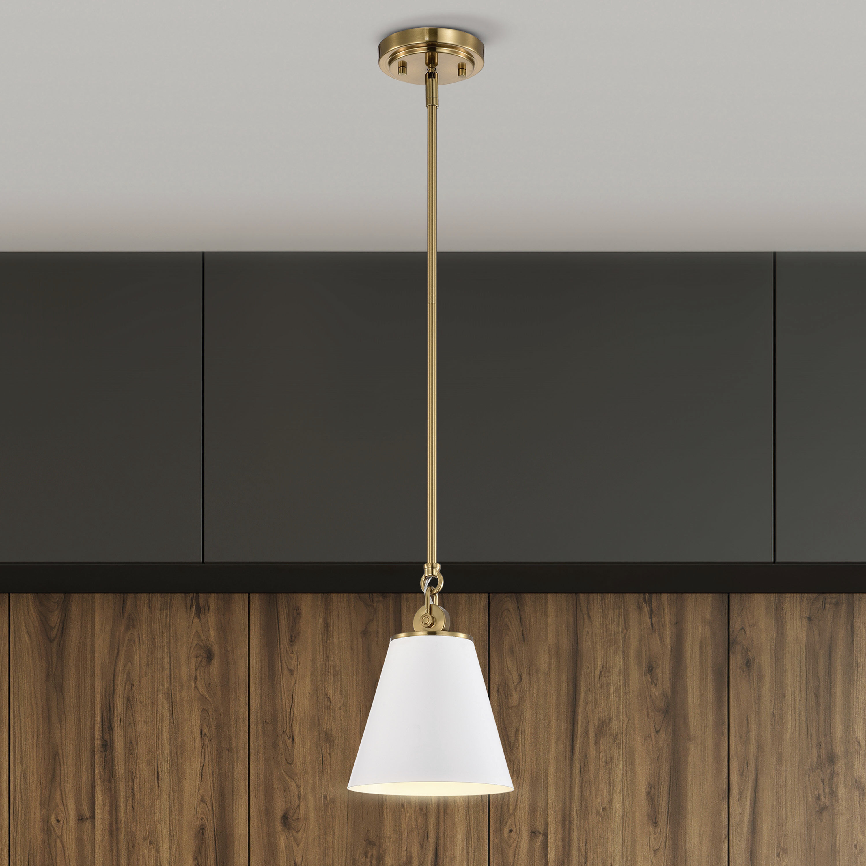 Dover 1 Light 7 inch White/Vintage Brass Pendant Ceiling Light