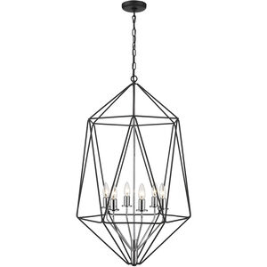 Geo 6 Light 21.5 inch Matte Black and Chrome Chandelier Ceiling Light