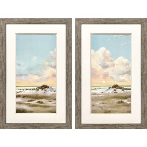 Land and Sea Blue and Pink and Green Framed Art