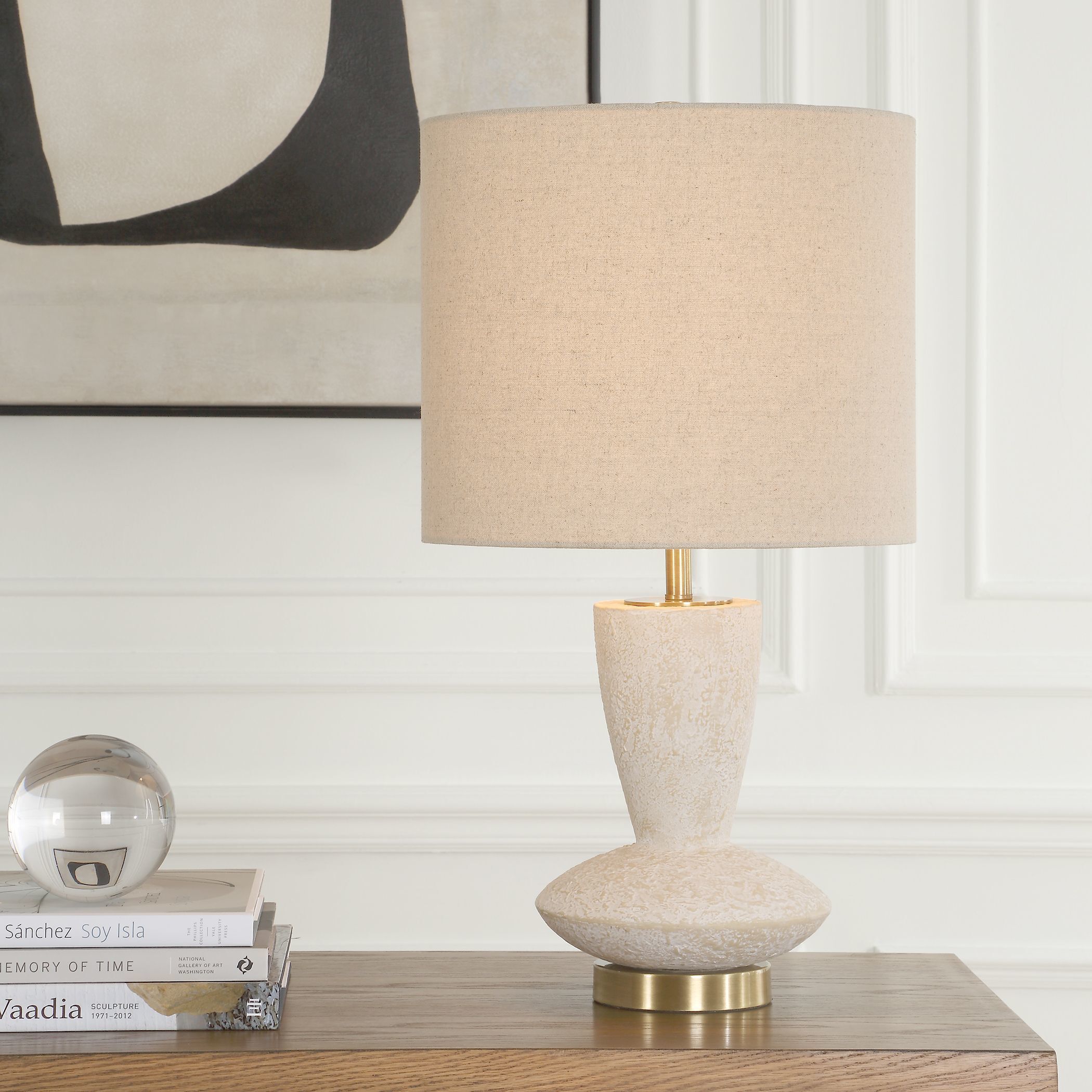 Doreyn 25.75 inch 150.00 watt Textured Aged Ivory and Antique Brass Table Lamp Portable Light