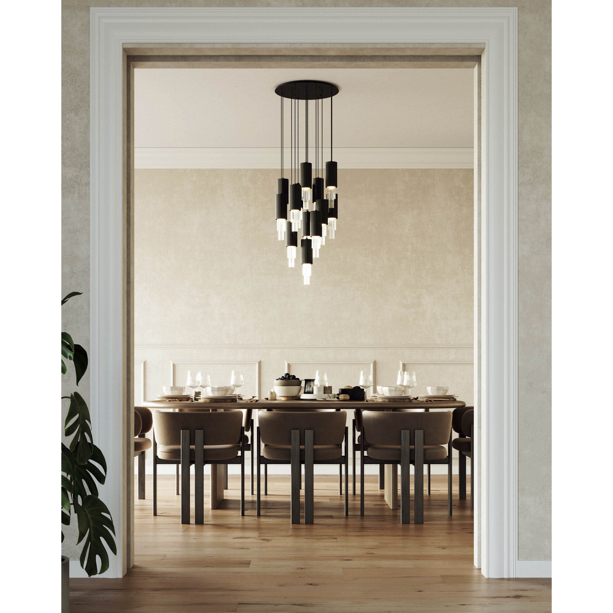 Alora Mood Bordeaux Multi Pendant Ceiling Light in Matte Black