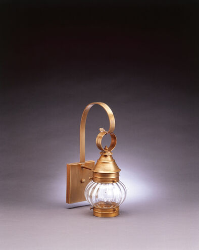 Cageless Onion 1 Light 15 inch Antique Brass Outdoor Wall Light in Optic Glass