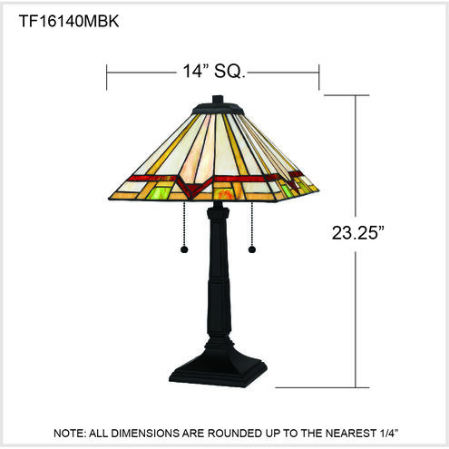 Frederick 23 inch 75.00 watt Matte Black Table Lamp Portable Light, Tiffany