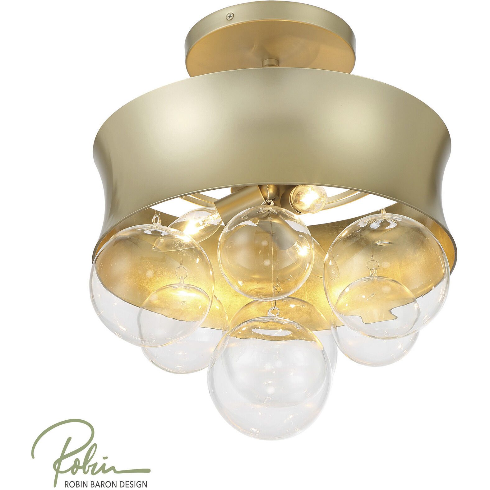 Verdi Square 3 Light 14 inch Soft Gold With Gold Leaf Convertible Pendant Ceiling Light