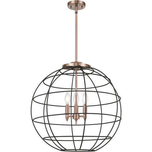 Lake Placid 3 Light 22 inch Antique Copper Pendant Ceiling Light