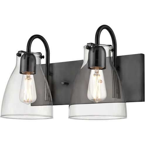 Emma 2 Light 14.75 inch Ebony Bath Vanity Wall Light in Clear Glass