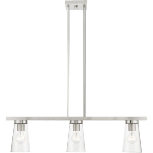 Cityview 3 Light 30 inch Brushed Nickel Linear Chandelier Ceiling Light