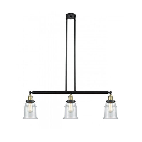 Franklin Restoration Canton 3 Light 39 inch Black Antique Brass Island Light Ceiling Light in Clear Glass, Franklin Restoration