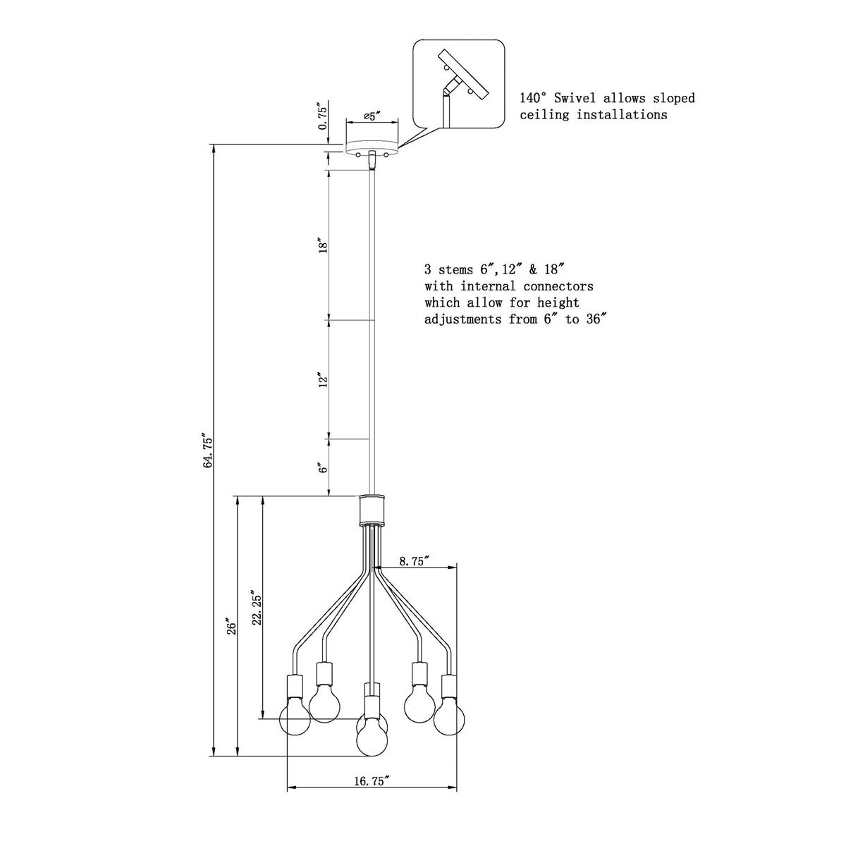 Signature 6 Light 16.75 inch Brushed Nickel Chandelier Ceiling Light