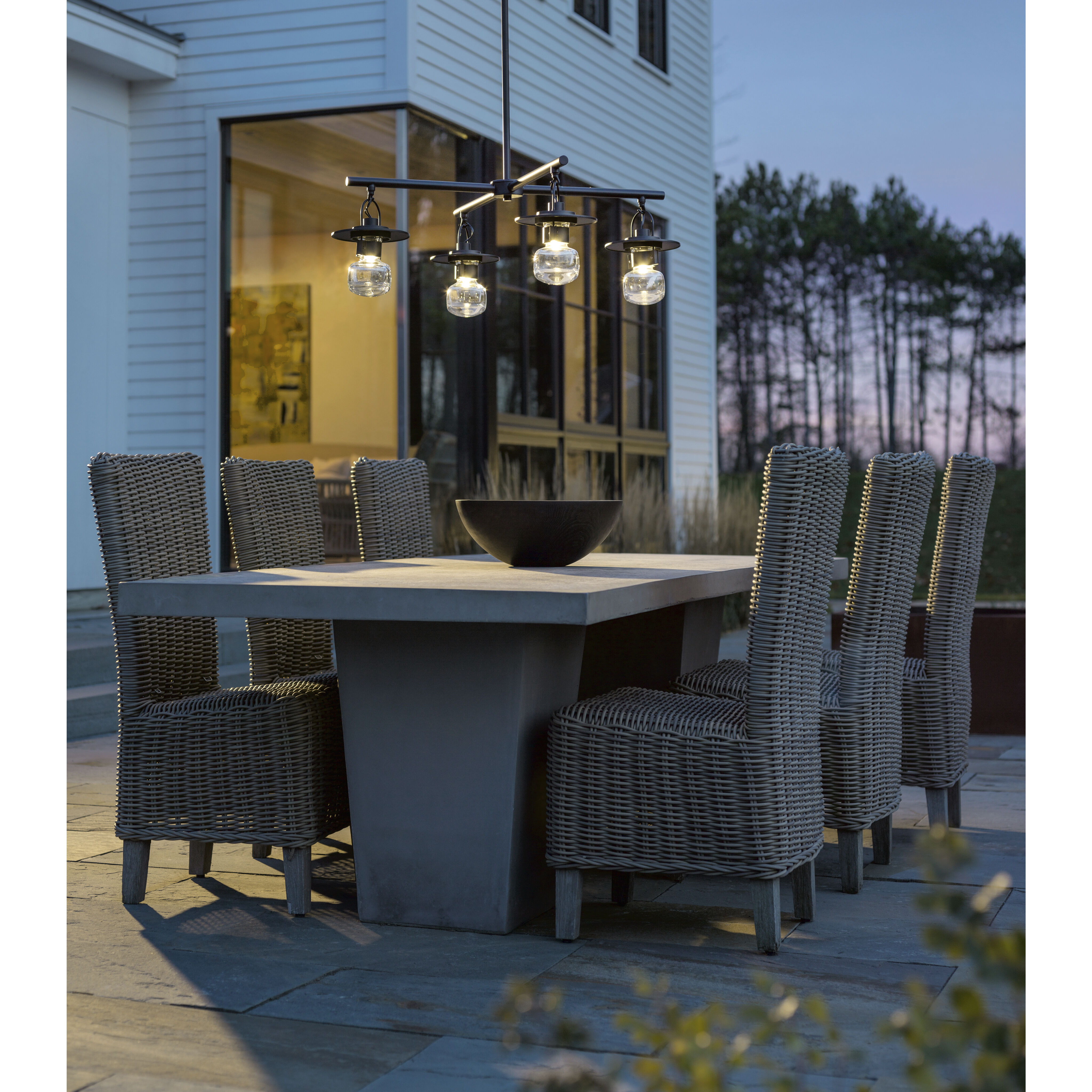 Mason 4 Light 33.9 inch Coastal Black Outdoor Pendant