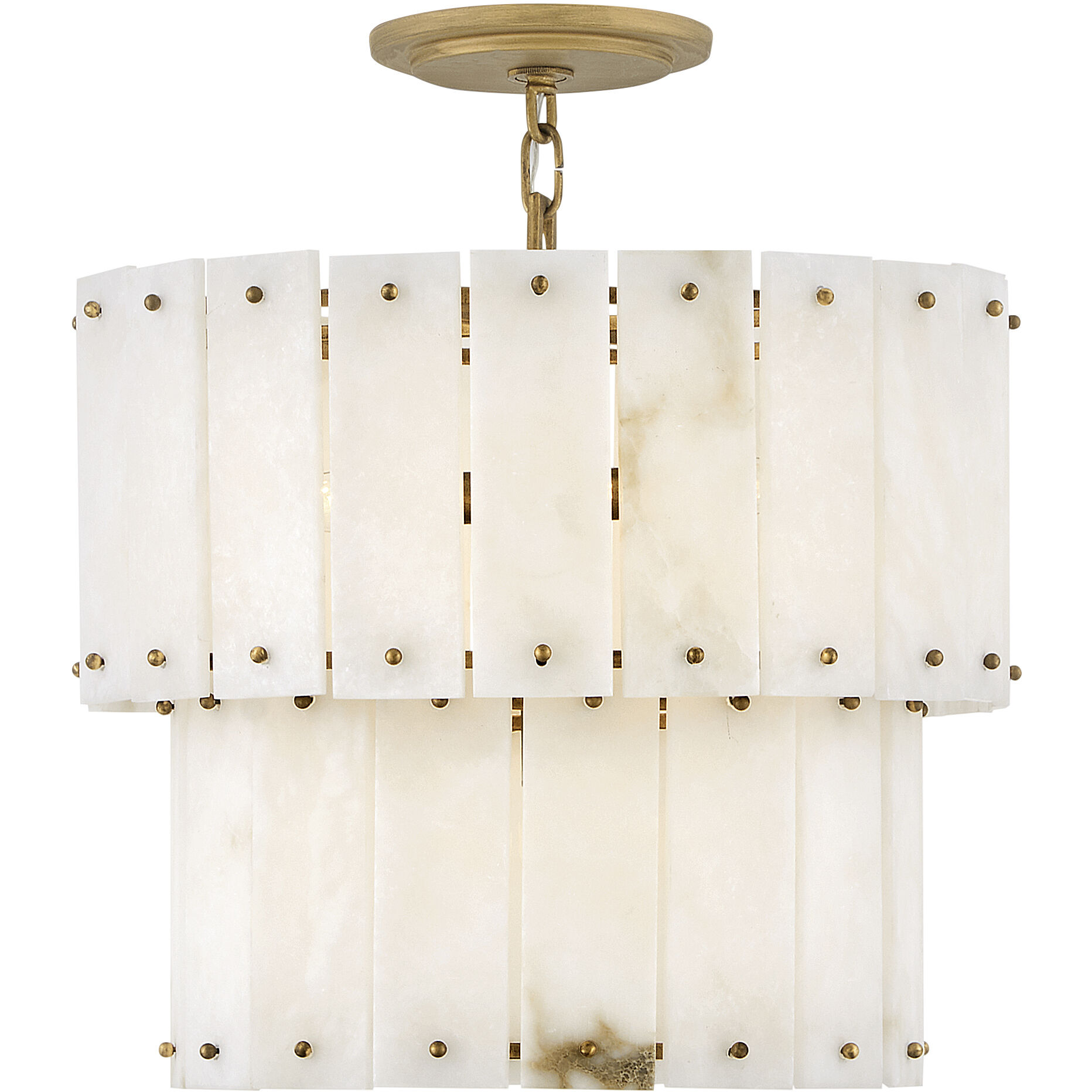 Simone LED 17.5 inch Burnished Gold Foyer Ceiling Light in Alabaster, Semi-flush Mount