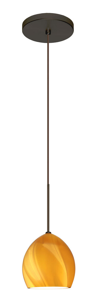 Sprite 1 Light Bronze Pendant Ceiling Light in Honey Glass, Halogen