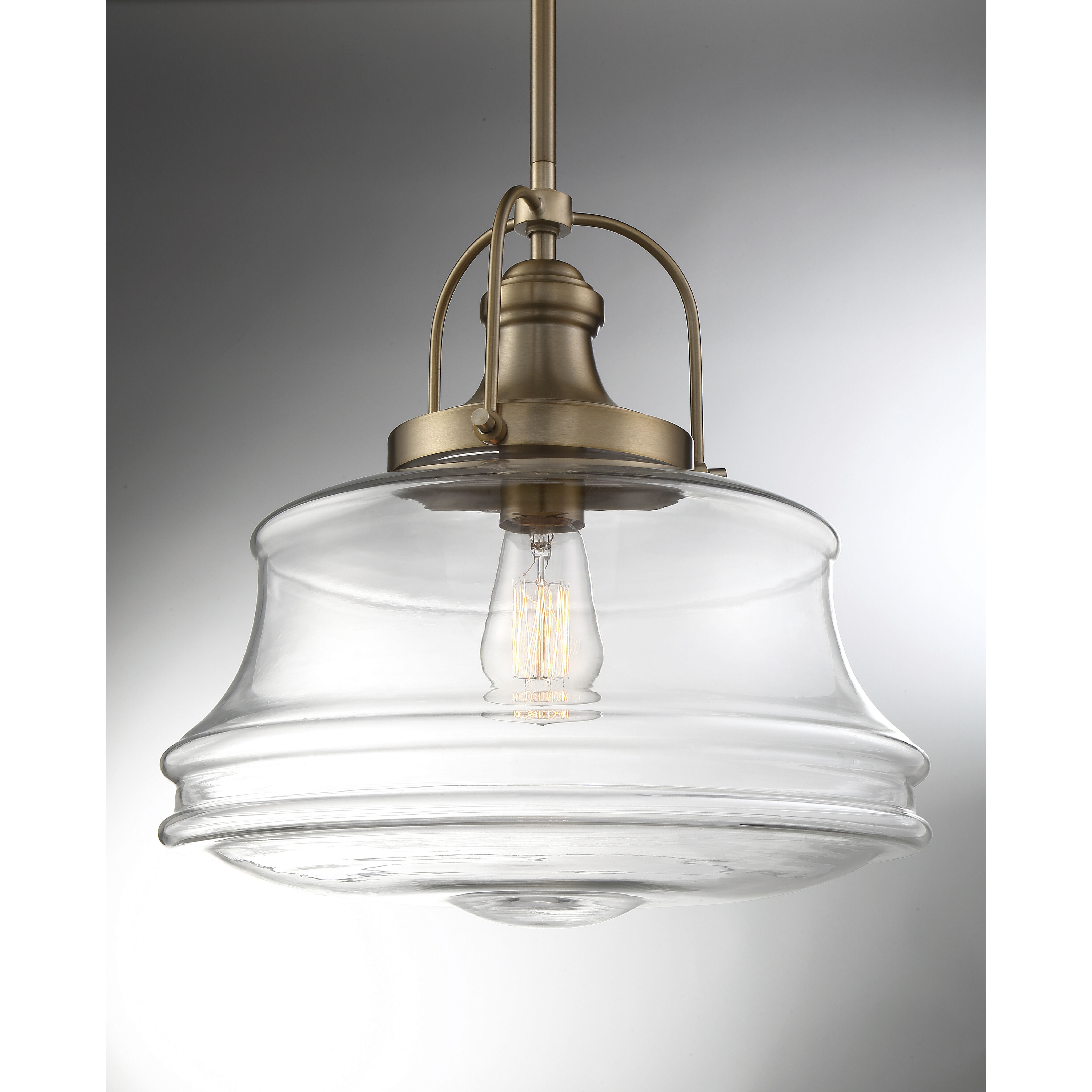 Basel 1 Light 14 inch Burnished Brass and Clear Pendant Ceiling Light