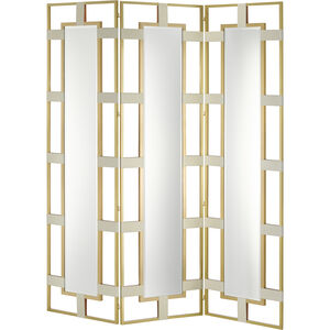 Camille 83 inch Cream/Brushed Brass/Mirror Screen