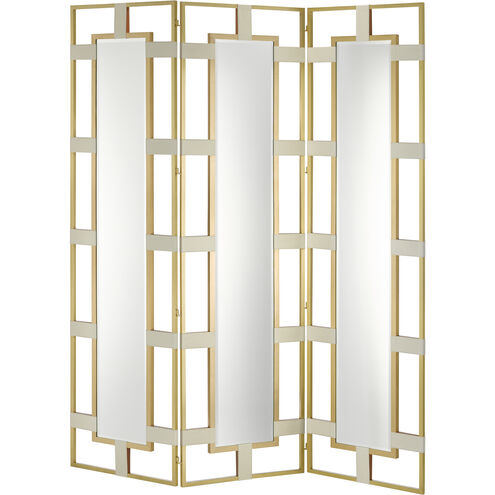 Camille 83 inch Cream/Brushed Brass/Mirror Screen