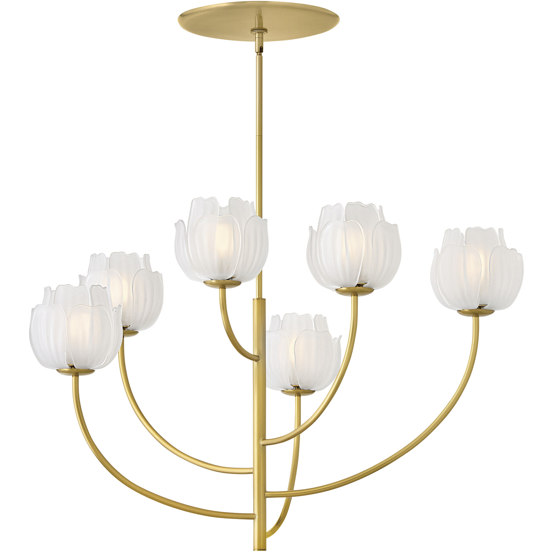 Fantine 6 Light 32 inch Unlacquered Brass Chandelier Ceiling Light in White Frosted