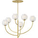 Fantine 6 Light 32 inch Unlacquered Brass Chandelier Ceiling Light in White Frosted
