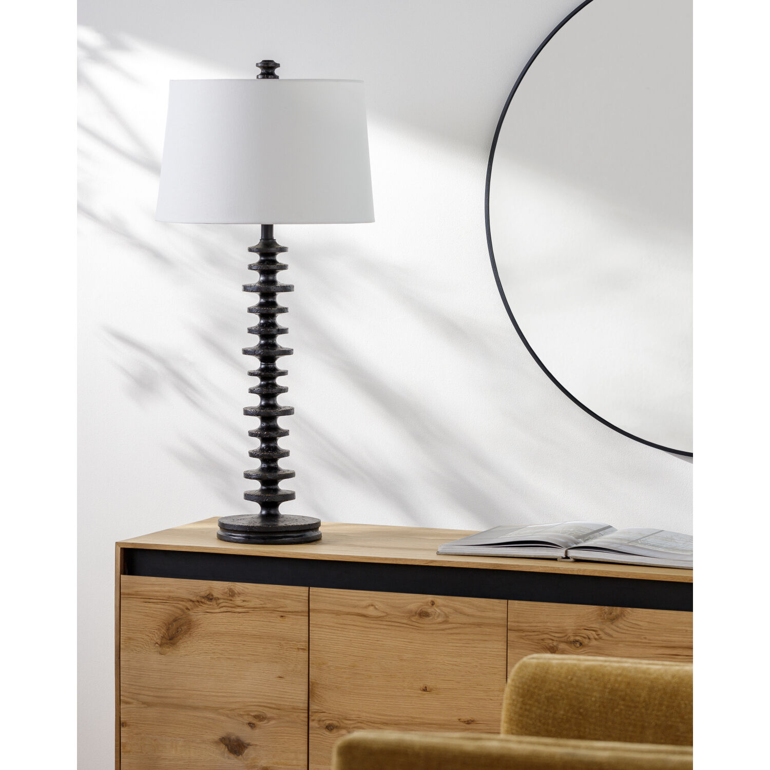 Anwar 37 inch 100 watt Black Accent Table Lamp Portable Light