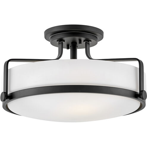 Harper 3 Light 18 inch Black Indoor Semi-Flush Mount Ceiling Light in White