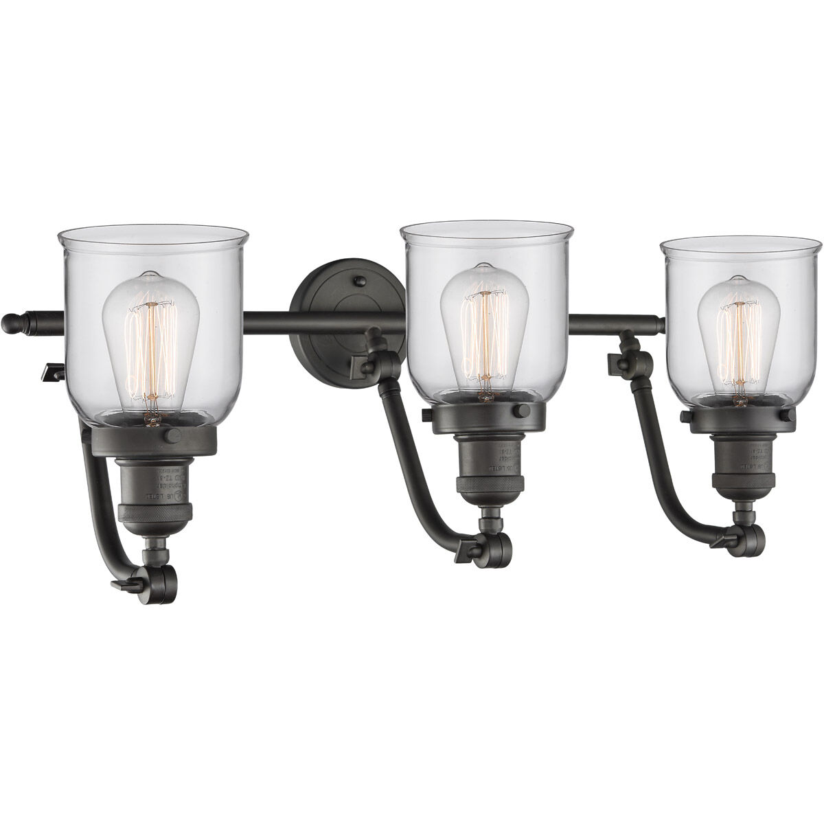 Franklin Restoration Small Bell LED 28 inch Oil Rubbed Bronze Bath Vanity Light Wall Light in Clear Glass, Franklin Restoration