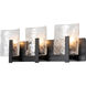Arc 3 Light 21.5 inch Black Bath Sconce Wall Light