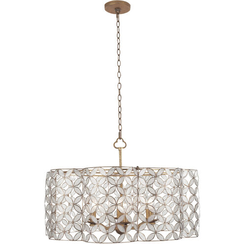 Maurelle 6 Light 27 inch Oxidized Gold Leaf Pendant Ceiling Light